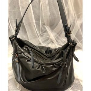 Sandra Roberts Black leather shoulder bag 